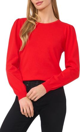 CeCe by Cynthia Steffe Puff Shoulder Sweater in Bright Cherry at Nordstrom, Size Medium