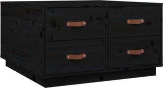 vidaXL Coffee Table Black 80x80x45 cm Solid Wood Pine Vidaxl