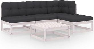 vidaXL Juego De Muebles De Jard&iacute;n 5 Pzas Y Cojines Madera Pino Maciza Vidaxl