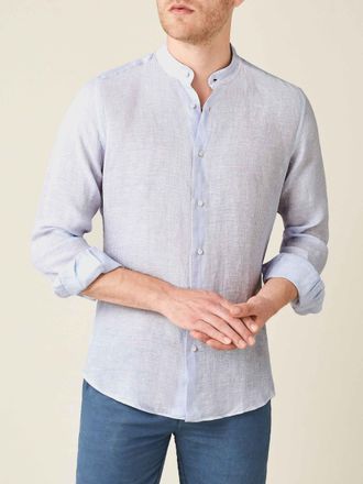 Luca Faloni Striped Sky Blue Linen Versilia Shirt