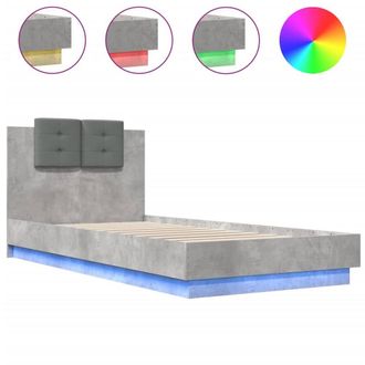 Berkfield Home Bed Frame with LED without Mattress Concrete Grey 100x200 cm