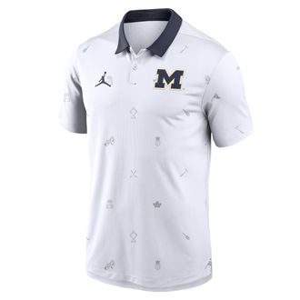 Nike Mens Michigan Vapor Pattern Jordan Brand Dri-FIT College Polo in White | 0JHT081KMWN-RNS