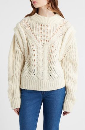 Boss Orange by Hugo Boss Fasta Cable Knit Sweater in Open White at Nordstrom, Size X-Small