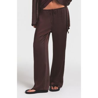SKIMS Lightweight Satin Straight Leg Pants in Espresso at Nordstrom, Size X-Large