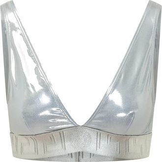 Versace Plunge Bikini Top - Dames - Bikinis - Grijs - L - Polyester - Badmode