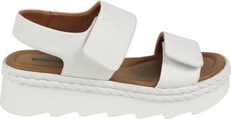 GC SHOES Womens Tow Stripe Velcro Sandals In White