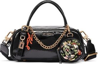 Karl Lagerfeld Zaylia Patent Mini Crossbody in Black/gold at Nordstrom