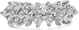 House of Brilliance Sterling Silver 1 1/4 Cttw Princess Diamond Cluster Band Ring
