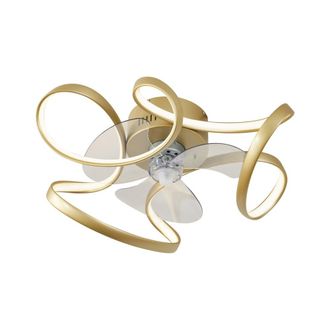 QAZQA Ventilador techo lat&oacute;n 55 cm LED