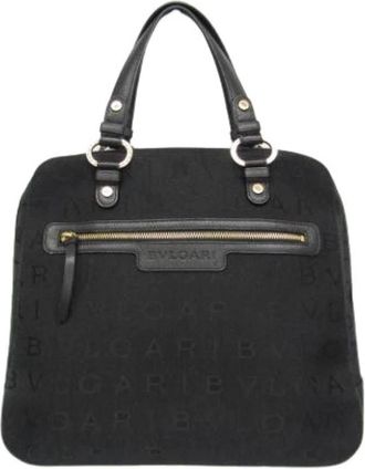 Bulgari Pre-owned Vintage Logomania Handtas - Dames - Vintage Handtas - Zwart - ONE Size - Leer - Vintage