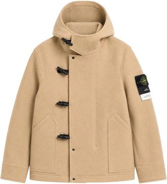 Stone Island Korte Zware Melton Jas - Heren - Winterjassen - Beige - L - Wol - Jassen