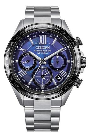 Citizen ATTESA Satellite Timekeeping UNITE with BLUE Super Titanium Bracelet Watch, 44.6mm in Silver-Tone at Nordstrom