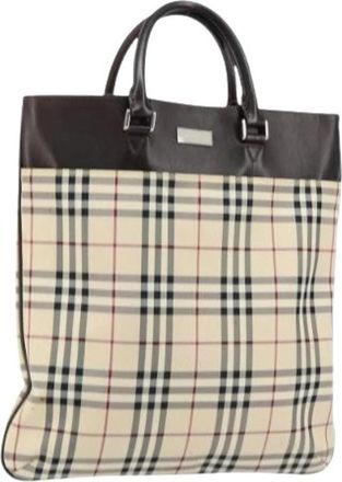 Burberry Pre-owned Tote Bag - Dames - Vintage Shopper - Beige - ONE Size - Leer - Vintage