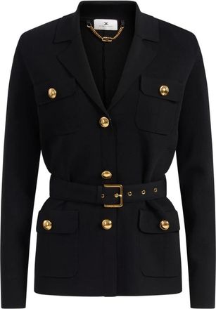 Elisabetta Franchi Gebreide Blazer - Dames - Blazers - Zwart - S - Leer - Jassen