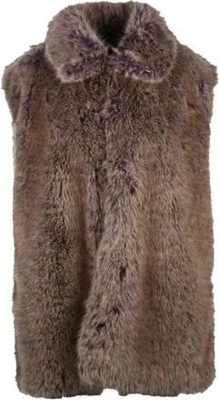 Liu Jo Eco Vest with Plush Faux Fur in Rich Chocolate