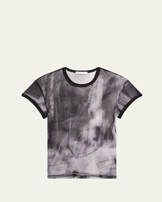 Helmut Lang Printed Slim Mesh Tee