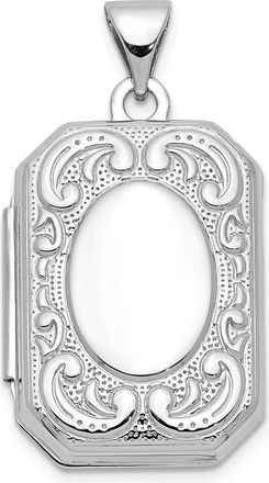 Diamond2Deal 14K White Gold 20mm Book Scroll Border Locket Pendant
