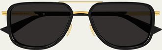 Bottega Veneta 56mm Acetate & Metal Aviator Sunglasses