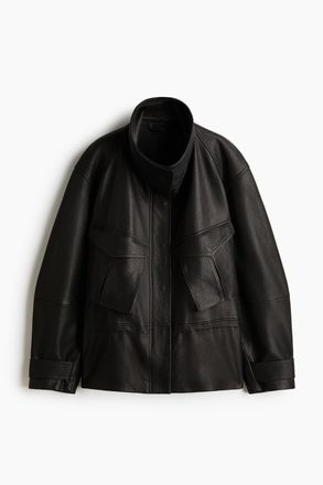 H&M Lederjacke mit Peplum - Schwarz