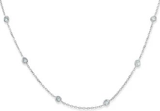 Pompeii3 1 1/2 Ctw Diamond Bezel Station Necklace 14K White Gold 18