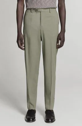 Mango Milan Slim Fit Suit Pants in Green at Nordstrom, Size 34
