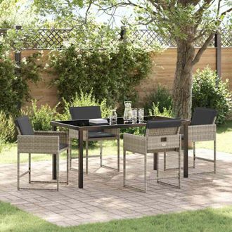 vidaXL Conjunto De Comedor De Jard&iacute;n 5 Pcs Gris Claro Polirat&aacute;n Vidaxl