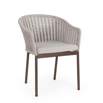 Konte Design Juego de 4 sillas con reposabrazos en marr&oacute;n y gris paloma