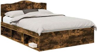 vidaXL Bed Frame Smoked Oak 140 x 200 cm Solid Pine Wood vidaXL