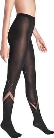 Wolford Ladies Black/Hematite Avery Opaque And Sheer Tights, Size X-Small