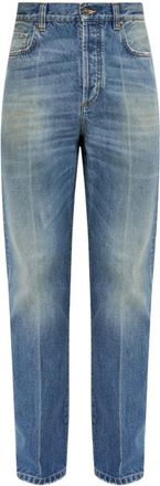 Versace Gedistilleerde Rechte jeans - Heren - Jeans - Blauw - Maat: W32 Leer