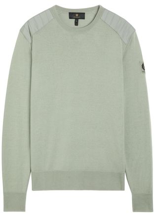 Belstaff Kerrigan Panelled Shoulders Wool-blend Jumper - Khaki - Xxl