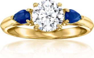 Ross-Simons Lab-Grown Diamond Ring With. Sapphires in 14kt Yellow Gold
