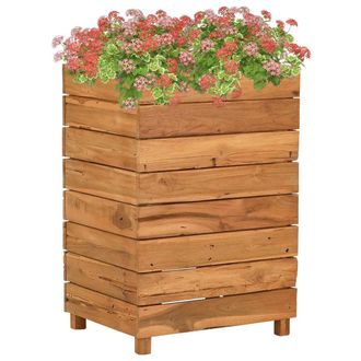 vidaXL Vidaxl - Arriate Elevado Madera De Teca Reciclada Y Acero 50x40x72 Cm