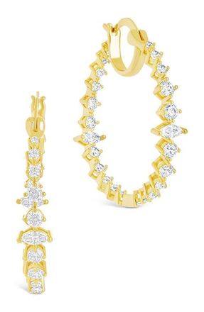 Sterling Forever Aaliyah Cubic Zirconia Hoop Earrings in Gold at Nordstrom