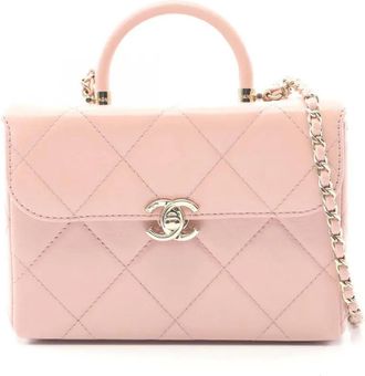 Chanel 2021-2025 CC Quilted Lambskin Top Handle Box Bag satchel - Pink