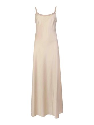 D.exterior Long satin dress with ivory sequin detail