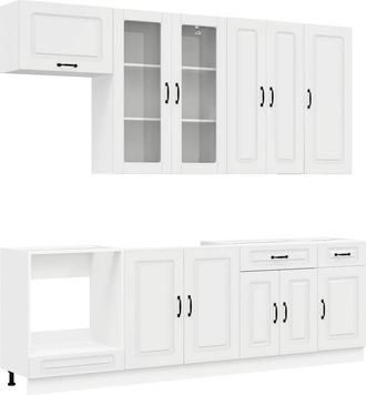 vidaXL Unidad De Cocina Kalmar 8 Uds. Blanco Brillante Vidaxl