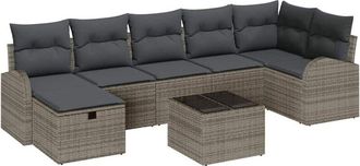 vidaXL Garden Sofa Set with Cushion 8 pcs Grey Poly rattan vidaXL