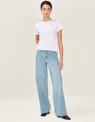 Omnes Womens Connie Wide Jean in Light Wash - Blue - Size: 18