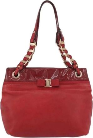 Ferragamo Pre-owned Shoulder Bags, female, Red, Size: ONE SIZE Pre-owned Vala tote