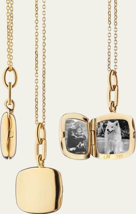 Monica Rich Kosann 18K Gold Slim Cushion Locket Necklace