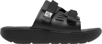 Suicoke Sliders, female, Black, Size: 9 US Black Logo Sandals with Rubber Sole
