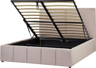 Beliani Ottoman Bed Fabric CASTELNAVET 160 x 200 cm (EU King Size) Taupe
