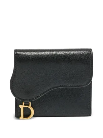 Dior 2022 Saddle Lotus leather wallet - women - Calf Leather/Calf Leather/Nylon - One Size - Black