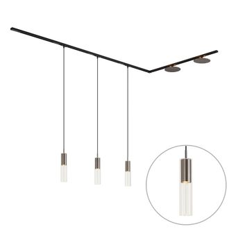 QAZQA Qazqa Sistema De Iluminaci&oacute;n De Riel Moderno Negro Con 3 Luces
