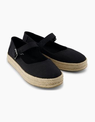 Toms Womens TOMS Carolina Mary Jane Textile Womens Black Espadrilles - Size: 6