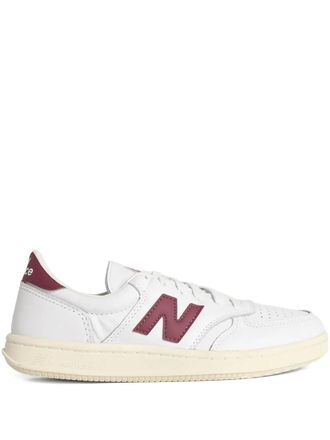 New Balance T500 logo-patch leather sneakers - White