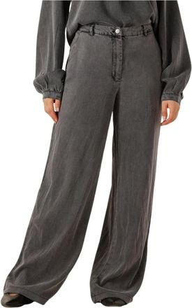 Simple Jeans, Dames, Grijs, XS, Wijde Tencel Twill Broek