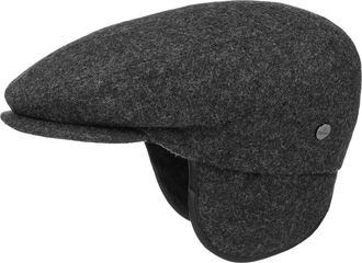 Lierys Teflon Flat Cap with Earflaps Peaked Cap Made in Italy Wool Lined Men Women Autumn Winter