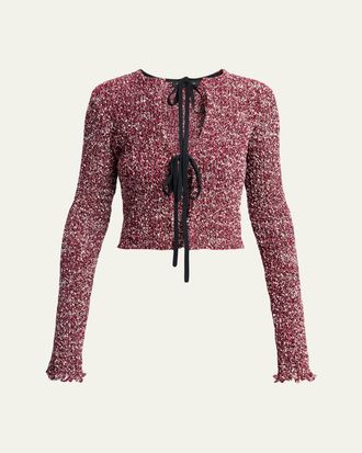 Proenza Schouler Colette Boucle Tie-Front Crop Top